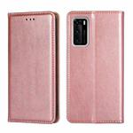 For Huawei P40 PU + TPU Gloss Oil Solid Color Magnetic Horizontal Flip Leather Case with Holder & Card Slot & Wallet(Rose Gold)