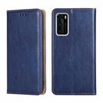 For Huawei P40 PU + TPU Gloss Oil Solid Color Magnetic Horizontal Flip Leather Case with Holder & Card Slot & Wallet(Blue)