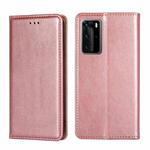 For Huawei P40 Pro PU + TPU Gloss Oil Solid Color Magnetic Horizontal Flip Leather Case with Holder & Card Slot & Wallet(Rose Gold)