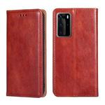 For Huawei P40 Pro PU + TPU Gloss Oil Solid Color Magnetic Horizontal Flip Leather Case with Holder & Card Slot & Wallet(Brown)