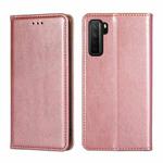 For Huawei P40 lite 5G PU + TPU Gloss Oil Solid Color Magnetic Horizontal Flip Leather Case with Holder & Card Slot & Wallet(Rose Gold)