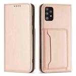 For Samsung Galaxy A32 5G Strong Magnetism Liquid Feel Horizontal Flip Leather Case with Holder & Card Slots & Wallet(Rose Gold)