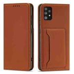 For Samsung Galaxy A72 5G / 4G Strong Magnetism Liquid Feel Horizontal Flip Leather Case with Holder & Card Slots & Wallet(Brown)