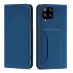 For Samsung Galaxy A12 5G Strong Magnetism Liquid Feel Horizontal Flip Leather Case with Holder & Card Slots & Wallet(Blue)