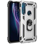 For Motorola Moto One Fusion Plus Shockproof TPU + PC Protective Case with 360 Degree Rotating Holder(Silver)