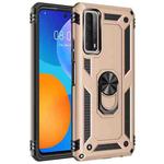 For Huawei P Smart 2021 Shockproof TPU + PC Protective Case with 360 Degree Rotating Holder(Gold)