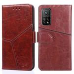 For Xiaomi Redmi K30S Geometric Stitching Horizontal Flip TPU + PU Leather Case with Holder & Card Slots & Wallet(Dark Brown)