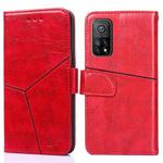 For Xiaomi Redmi K30S Geometric Stitching Horizontal Flip TPU + PU Leather Case with Holder & Card Slots & Wallet(Red)