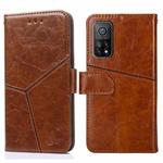 For Xiaomi Mi 10T / 10T Pro Geometric Stitching Horizontal Flip TPU + PU Leather Case with Holder & Card Slots & Wallet(Light Brown)