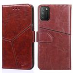 For Xiaomi Poco M3 Geometric Stitching Horizontal Flip TPU + PU Leather Case with Holder & Card Slots & Wallet(Dark Brown)