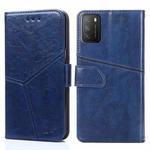 For Xiaomi Poco M3 Geometric Stitching Horizontal Flip TPU + PU Leather Case with Holder & Card Slots & Wallet(Blue)
