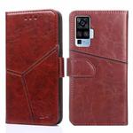 For vivo X50 Pro Geometric Stitching Horizontal Flip TPU + PU Leather Case with Holder & Card Slots & Wallet(Dark Brown)