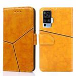 For vivo X50 Pro Geometric Stitching Horizontal Flip TPU + PU Leather Case with Holder & Card Slots & Wallet(Yellow)
