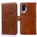 For vivo X51 5G Geometric Stitching Horizontal Flip TPU + PU Leather Case with Holder & Card Slots & Wallet(Light Brown)