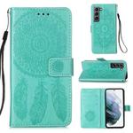 For Samsung Galaxy S21 5G Dream Catcher Printing Horizontal Flip Leather Case with Holder & Card Slots & Wallet & Lanyard(Green)