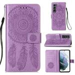 For Samsung Galaxy S21 5G Dream Catcher Printing Horizontal Flip Leather Case with Holder & Card Slots & Wallet & Lanyard(Purple)