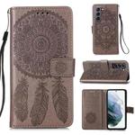 For Samsung Galaxy S21 5G Dream Catcher Printing Horizontal Flip Leather Case with Holder & Card Slots & Wallet & Lanyard(Grey)
