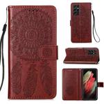 For Samsung Galaxy S21 Ultra 5G Dream Catcher Printing Horizontal Flip Leather Case with Holder & Card Slots & Wallet & Lanyard(Brown)