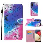 For Samsung Galaxy A02s (European Version) Cross Texture Painting Pattern Horizontal Flip Leather Case with Holder & Card Slots & Wallet & Lanyard(Love Universe)