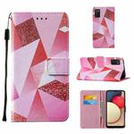 For Samsung Galaxy A02s (European Version) Cross Texture Painting Pattern Horizontal Flip Leather Case with Holder & Card Slots & Wallet & Lanyard(Pink Rhombus)