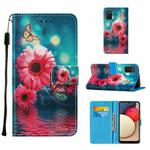 For Samsung Galaxy A02s (European Version) Cross Texture Painting Pattern Horizontal Flip Leather Case with Holder & Card Slots & Wallet & Lanyard(Chrysanthemum)