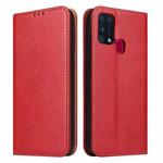 For Samsung Galaxy M31 Fierre Shann PU Leather Texture Horizontal Flip Case with Holder & Card Slots & Wallet(Red)