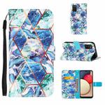 For Samsung Galaxy A02s (US Version) Marble Stitching Horizontal Flip PU Leather Case with Holder & Card Slots & Wallet & Lanyard(Blue Green)