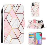 For Samsung Galaxy A52 5G / 4G Marble Stitching Horizontal Flip PU Leather Case with Holder & Card Slots & Wallet & Lanyard(Pink White)