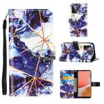For Samsung Galaxy A72 5G /4G Marble Stitching Horizontal Flip PU Leather Case with Holder & Card Slots & Wallet & Lanyard(Blue)