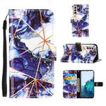 For Samsung Galaxy S21 5G Marble Stitching Horizontal Flip PU Leather Case with Holder & Card Slots & Wallet & Lanyard(Navy Blue)