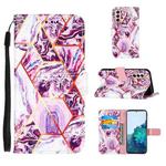 For Samsung Galaxy S21+ 5G Marble Stitching Horizontal Flip PU Leather Case with Holder & Card Slots & Wallet & Lanyard(Purple)