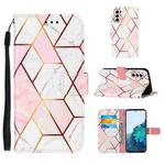For Samsung Galaxy S21+ 5G Marble Stitching Horizontal Flip PU Leather Case with Holder & Card Slots & Wallet & Lanyard(Pink White)