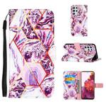 For Samsung Galaxy S21 Ultra 5G Marble Stitching Horizontal Flip PU Leather Case with Holder & Card Slots & Wallet & Lanyard(Purple)