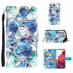 For Samsung Galaxy S21 Ultra 5G Marble Stitching Horizontal Flip PU Leather Case with Holder & Card Slots & Wallet & Lanyard(Blue Green)