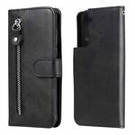 For Samsung Galaxy S21 5G Fashion Calf Texture Zipper Horizontal Flip Leather Case with Holder & Card Slots & Wallet(Black)