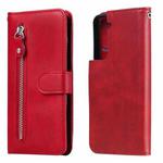 For Samsung Galaxy S21 5G Fashion Calf Texture Zipper Horizontal Flip Leather Case with Holder & Card Slots & Wallet(Red)