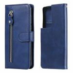 For Samsung Galaxy S21 Ultra 5G Fashion Calf Texture Zipper Horizontal Flip Leather Case with Holder & Card Slots & Wallet(Blue)