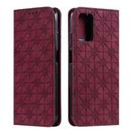 For Xiaomi Poco M3 Lucky Flowers Embossing Pattern Magnetic Horizontal Flip Leather Case with Holder & Card Slots(Wine Red)