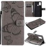 For OPPO A53 (2020) / A53s / A33 (2020) / A32 3D Butterflies Embossing Pattern Horizontal Flip Leather Case with Holder & Card Slot & Wallet(Grey)