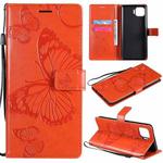 For OPPO F17 Pro / Reno4 Lite 3D Butterflies Embossing Pattern Horizontal Flip Leather Case with Holder & Card Slot & Wallet(Orange)