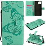 For OPPO F17 / A73 (2020) 4G 3D Butterflies Embossing Pattern Horizontal Flip Leather Case with Holder & Card Slot & Wallet(Green)