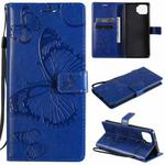 For OPPO F17 / A73 (2020) 4G 3D Butterflies Embossing Pattern Horizontal Flip Leather Case with Holder & Card Slot & Wallet(Blue)