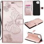 For OPPO F17 / A73 (2020) 4G 3D Butterflies Embossing Pattern Horizontal Flip Leather Case with Holder & Card Slot & Wallet(Rose Gold)