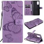 For OPPO Realme 7 Pro 3D Butterflies Embossing Pattern Horizontal Flip Leather Case with Holder & Card Slot & Wallet(Purple)