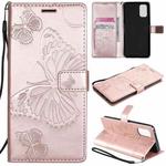 For OPPO Realme 7 Pro 3D Butterflies Embossing Pattern Horizontal Flip Leather Case with Holder & Card Slot & Wallet(Rose Gold)