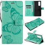 For OPPO Reno4 Pro 4G 3D Butterflies Embossing Pattern Horizontal Flip Leather Case with Holder & Card Slot & Wallet(Green)