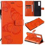 For OPPO Reno4 Pro 4G 3D Butterflies Embossing Pattern Horizontal Flip Leather Case with Holder & Card Slot & Wallet(Orange)