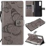 For OPPO Reno4 Pro 4G 3D Butterflies Embossing Pattern Horizontal Flip Leather Case with Holder & Card Slot & Wallet(Grey)