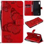 For LG K22 / K22 Plus 3D Butterflies Embossing Pattern Horizontal Flip Leather Case with Holder & Card Slot & Wallet(Red)