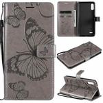 For LG K22 / K22 Plus 3D Butterflies Embossing Pattern Horizontal Flip Leather Case with Holder & Card Slot & Wallet(Grey)
